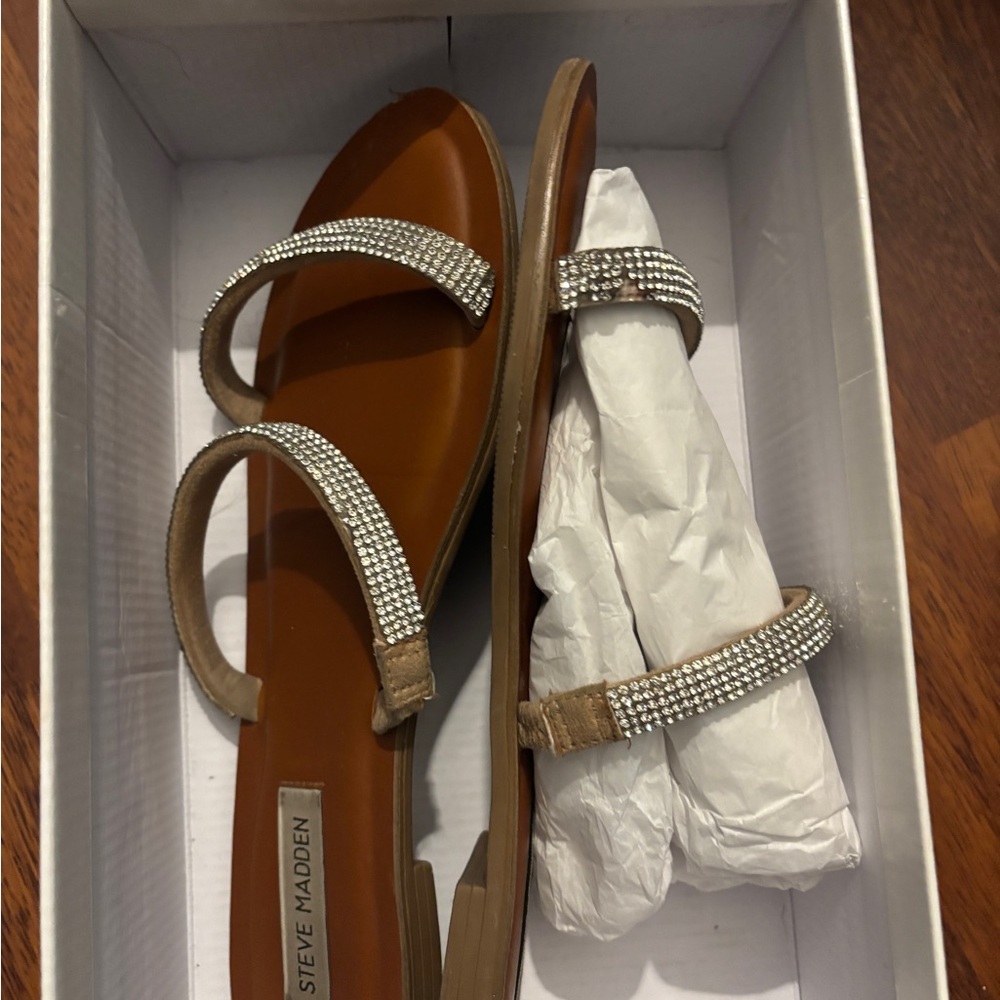 Steve Madden Brown Sandals with Sparkling Straps